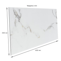 Самоклеюча PET плитка для стін 60х30см, глянсова, Біла з сірим