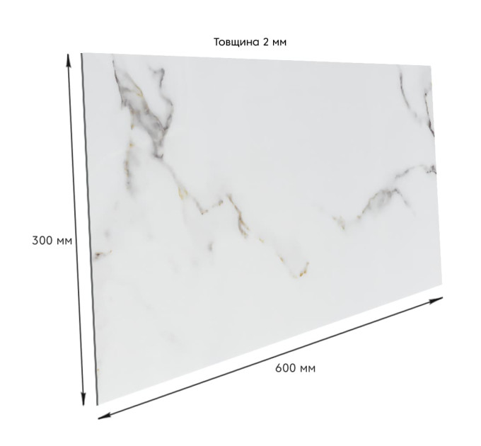 Самоклеюча PET плитка для стін 60х30см, глянсова, Біла з сірим