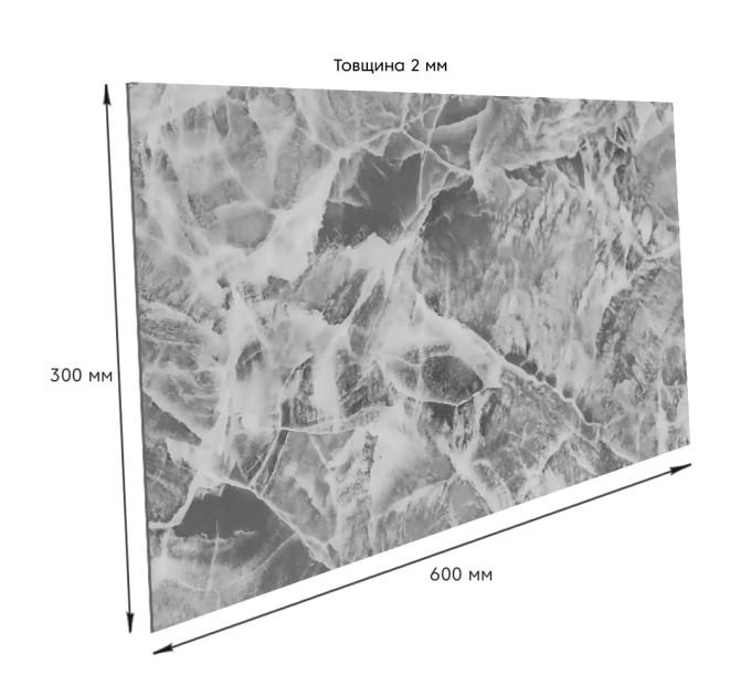 Самоклеюча PET плитка для стін під графітовий мармур 60х30см, глянсова (SW-00002640)