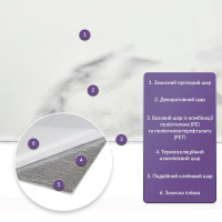 Самоклеюча PET плитка для стін в рулоні 3м, Біла з сірим