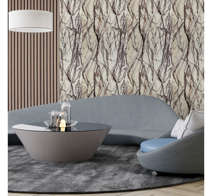 Самоклеюча PET плитка для стін в рулоне 3м під мармур з коричневими прожилками (SW-00002428)