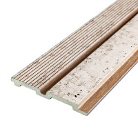 Декоративні рейки на стіну, рейкові панелі 290х12х1,2см, Світло-бежевий декор в золоту цятку