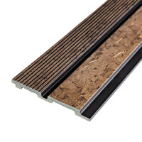 Декоративні рейки на стіну, рейкові панелі для декору 290х12х1,2см, Сіро-коричневі з декором та мідними прожилками