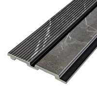 Декоративні рейки на стіну, рейкові панелі для декору 290х12х1,2см, Сірий мармур з декором