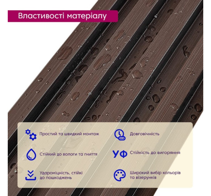 Декоративные рейки на стену, реечные панели 300х16х2,3см, Орех (SW-00001535)