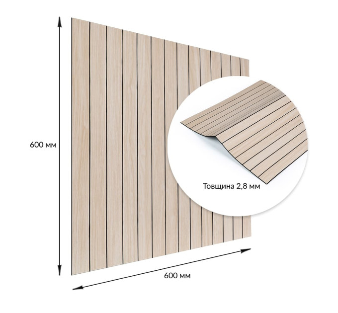 Самоклеючі гнучкі вінілові панелі 3Д рейки під дерево 60х60см, Кремовий ясен (SW-00002199)
