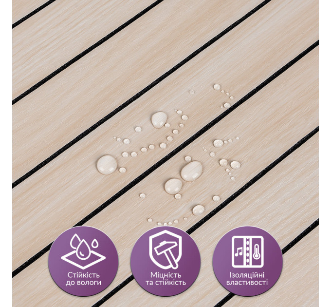 Самоклеючі гнучкі вінілові панелі 3Д рейки під дерево 60х60см, Кремовий ясен (SW-00002199)