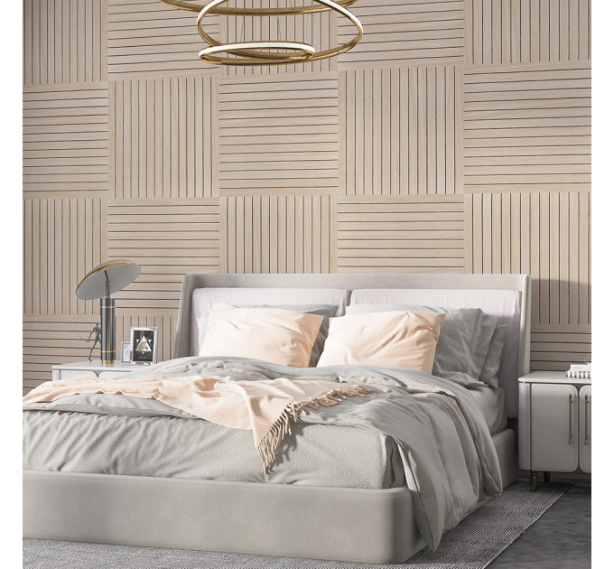 Самоклеючі гнучкі вінілові панелі 3Д рейки під дерево 60х60см, Кремовий ясен (SW-00002199)