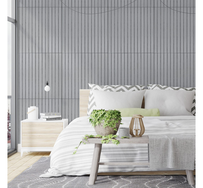 Самоклеючі гнучкі вінілові панелі 3Д рейки під дерево 60х60см, Світло-сірі (SW-00003243)