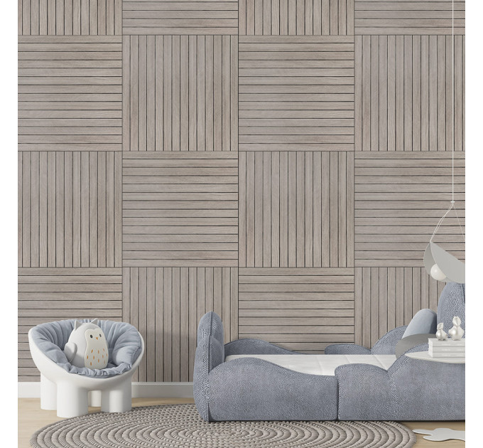 Самоклеючі гнучкі вінілові панелі 3Д рейки під дерево 60х60см, Бежевий (SW-00003244)