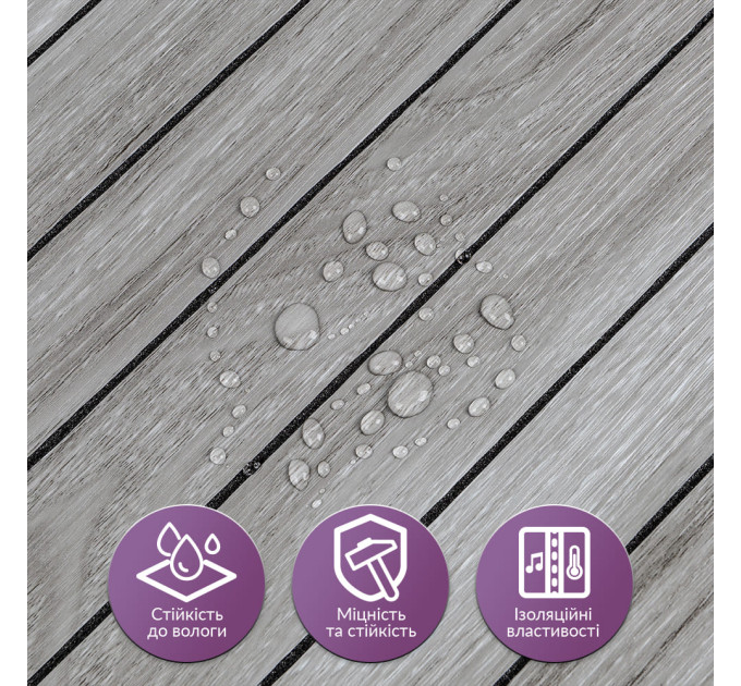 Самоклеючі гнучкі вінілові панелі 3Д рейки під сіре дерево 60х60см (SW-00003247)