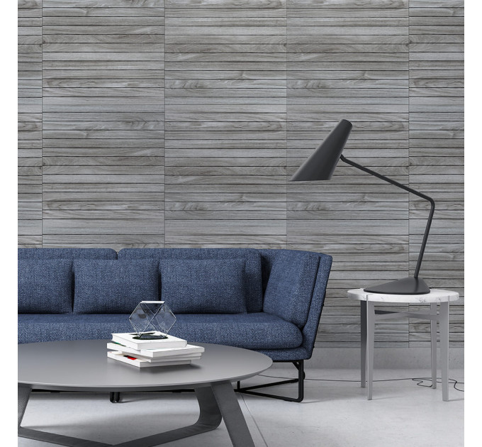 Самоклеючі гнучкі вінілові панелі 3Д рейки під сіре дерево 60х60см (SW-00003247)