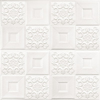 Самоклеючі 3Д панелі Білі фігури, 3D панелі самоклейка для стін та стелі 70x70см (114)