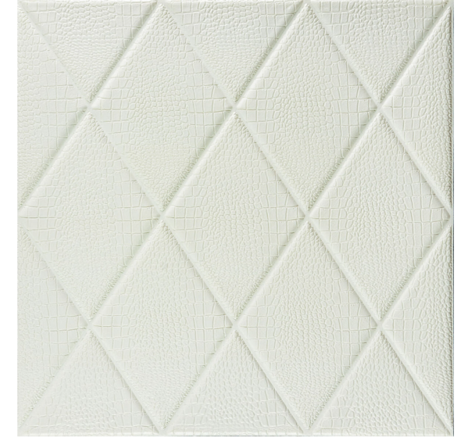 Самоклеющиеся 3D панели Белые ромбы под кожу, 3Д панели самоклейка для стен и потолка 70x71см (161)