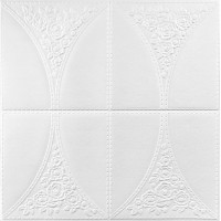 Самоклеючі 3Д панелі Білі овали з квітами, 3D панелі самоклейка для стін 70x70см (117)