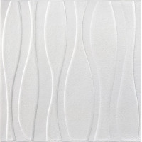 Самоклеючі 3Д панелі Великі хвилі, 3D панелі самоклейка для стін та стелі, Білі 70x70см (167)