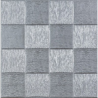 Самоліючі 3Д панелі Срібні квадрати, 3D панелі самоклейка для стін та стелі 70x77см (186)