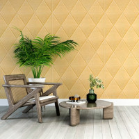 Самоклеючі 3Д панелі Ромб під шкіру, 3D панелі самоклейка для стін та стелі 70х70см, Бежеві