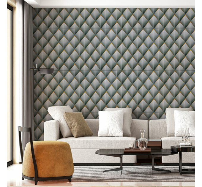 Самоклеючі 3Д панелі 67,5х67,5см, 3D панелі самоклейка для стін, Сірі ромби (SW-00001986)