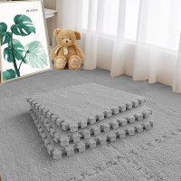 Плюшевий килимок-пазл EVA з ворсом 30х30х1см, Світло-сірий (SW-00002080)