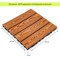 Композитна плитка ДПК 30х30х2.3см, декінг, садовий паркет, Золотий дуб
