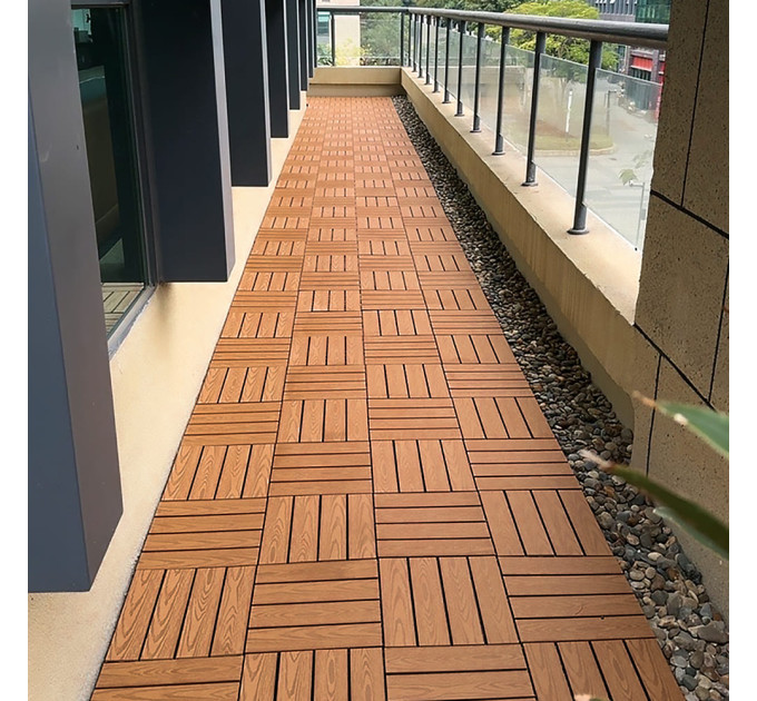 Композитная плитка ДПК 30х30х2.3см, декинг, садовый паркет, Золотой дуб