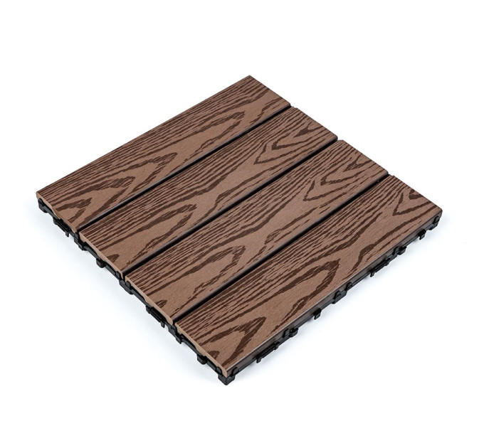 Композитна плитка ДПК 30х30х2.3см, декінг, садовий паркет, Темний дуб (SW-00001707)