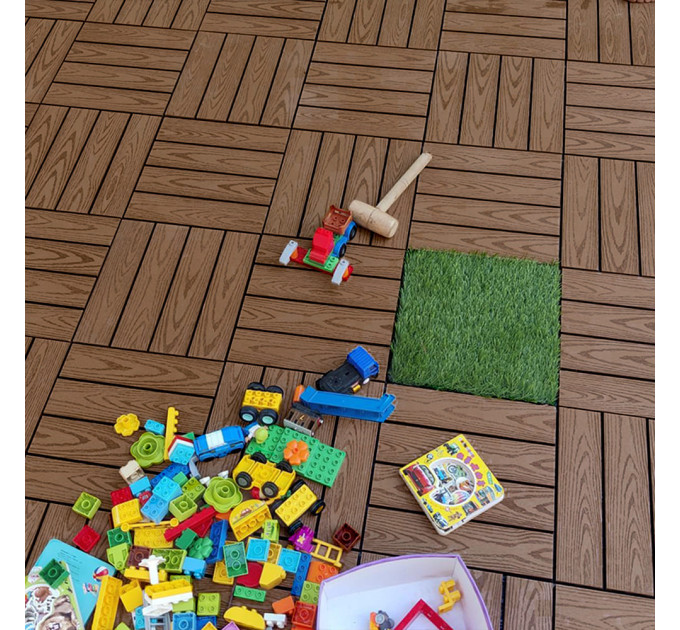 Композитна плитка ДПК 30х30х2.3см, декінг, садовий паркет, Темний дуб (SW-00001707)