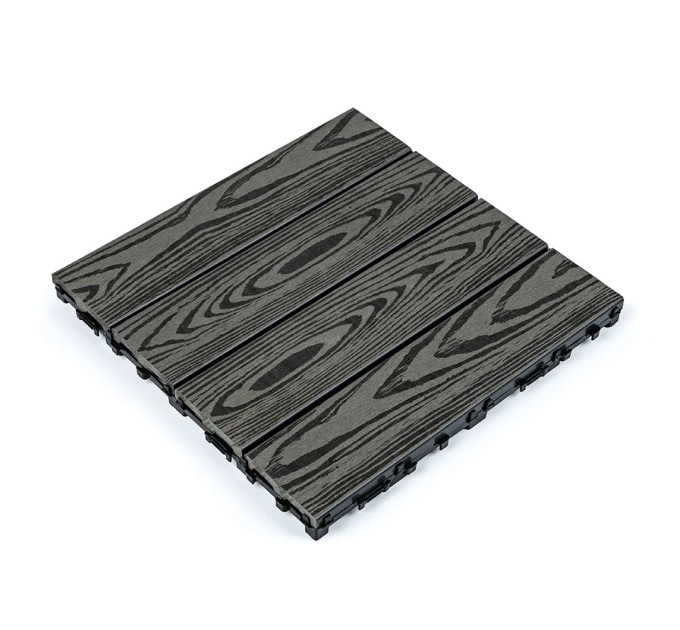 Композитна плитка ДПК 30х30х2.3см, декінг, садовий паркет, Антрацит