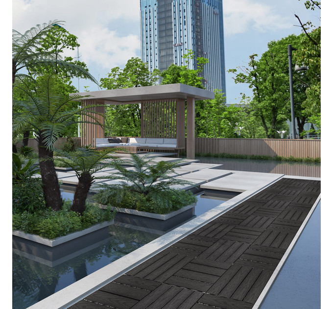 Композитна плитка ДПК 30х30х2.3см, декінг, садовий паркет, Антрацит