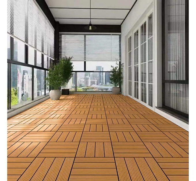 Композитная плитка ДПК 30х30х2.3см, декинг, садовый паркет, Натуральное дерево