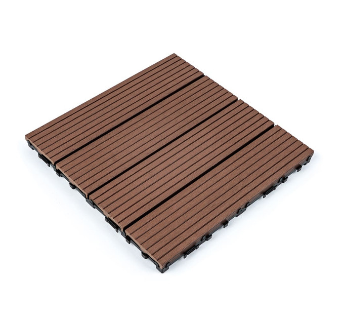 Композитная плитка ДПК 30х30х2.3см, декинг, садовый паркет, Тик