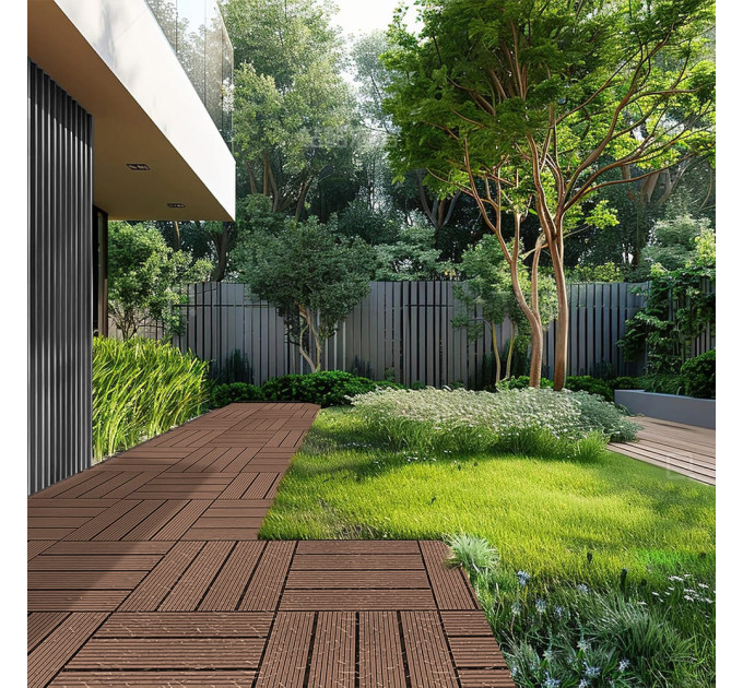 Композитная плитка ДПК 30х30х2.3см, декинг, садовый паркет, Тик