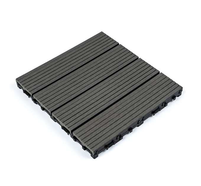 Композитная плитка ДПК 30х30х2.3см, декинг, садовый паркет,  Уголь