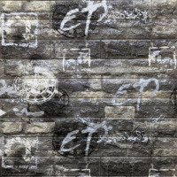 Самоклеючі 3Д панелі під чорну цеглу графіті, 3D панелі самоклейка для стін 70x77см (027)