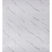 3Д панелі самоклейка під цеглу білий мармур 700x770x3мм, стінові самоклеючі 3D панелі (240-3)