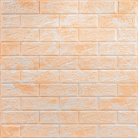 Самоклеючі 3Д панелі під цеглу Бежевий мармур, 3D панелі самоклейка для стін 70x77х0,3см (062-3)