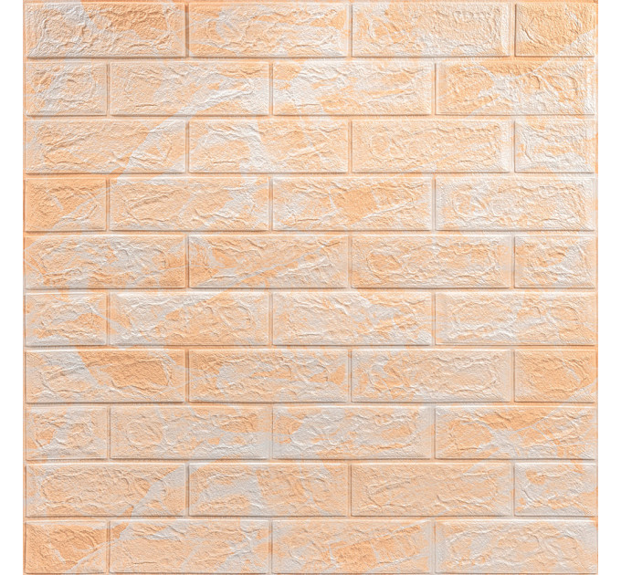 Самоклеючі 3Д панелі під цеглу Бежевий мармур, 3D панелі самоклейка для стін 70x77х0,3см (062-3)