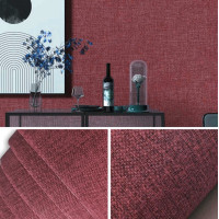 Лляні самоклеючі шпалери в рулонах для стін, текстильні 650х2800х2мм, Бордо меланж (A003)