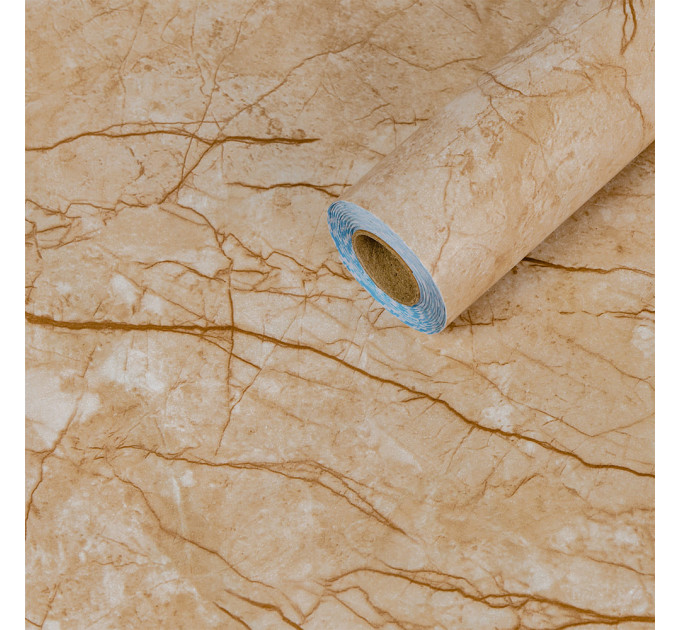 Самоклеющаяся пленка под мрамор, самоклейка для мебели, рулон 10м, Бежевый классический (2028)