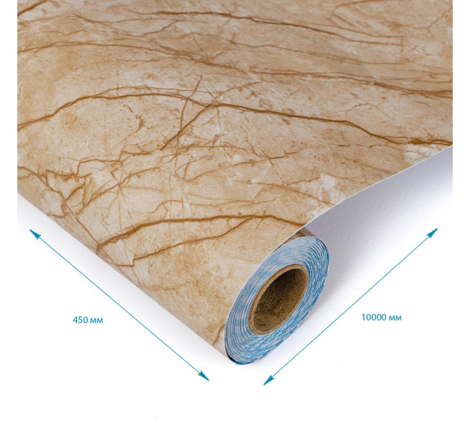 Самоклеющаяся пленка под мрамор, самоклейка для мебели, рулон 10м, Бежевый классический (2028)