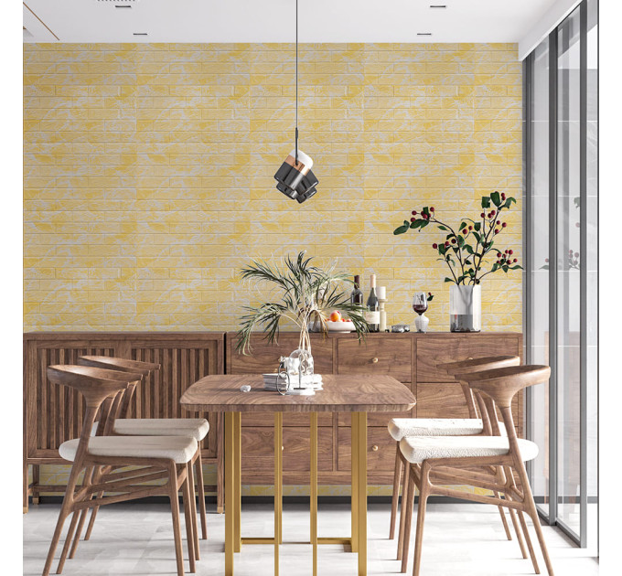 Самоклеючі 3Д панелі під білу цеглу Бежевий мармур 70х77х0,2см, 3D панелі самоклейка для стін (062-2)