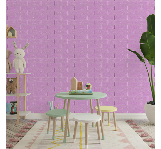 Самоклеючі 3Д панелі під світло-фіолетову цеглу, 3D панелі самоклейка для стін 70x77x0,3см (015-3)