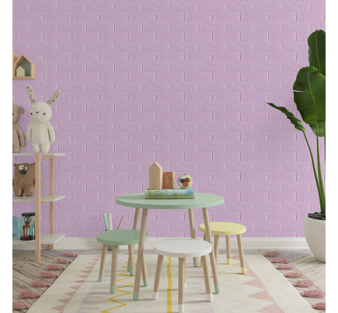 Самоклеючі 3Д панелі під світло-фіолетову цеглу, 3D панелі самоклейка для стін 70x77x0,3см (015-3)