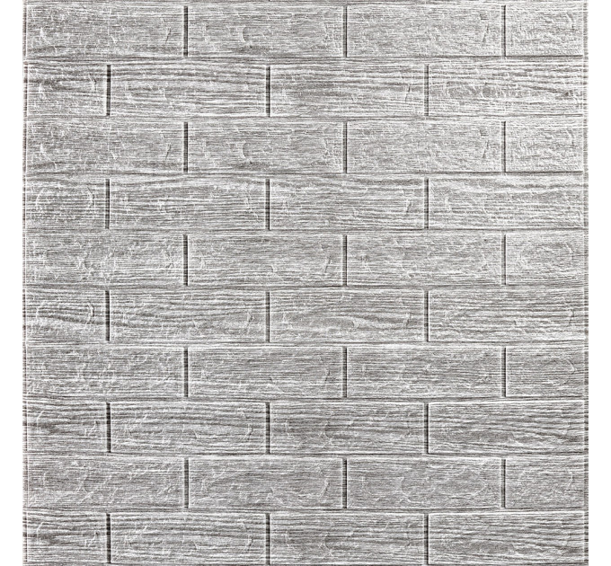 Самоклеючі 3Д панелі під цеглу сіра смужка, 3D панелі самоклейка для стін 70x77см (183)