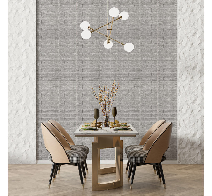 Самоклеючі 3Д панелі під цеглу сіра смужка, 3D панелі самоклейка для стін 70x77см (183)