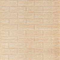 Самоклеючі 3Д панелі під цеглу в бежеву смужку, 3D панелі самоклейка для стін 70x77x0,5см (184)