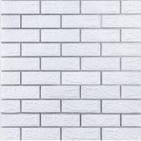 Самоклеючі 3Д панелі під білу цеглу в срібну смужку, 3D панелі самоклейка для стін 70х77х0,3см (100-3)