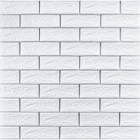 Самоклеючі 3Д панелі під білу цеглу в срібну смужку, 3D панелі самоклейка для стін 70х77х0,5см (100-5)