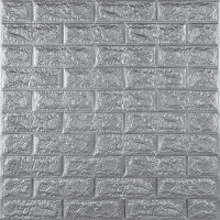 Самоклеючі 3Д панелі під срібну цеглу, 3D панелі самоклейка для стін 70x77x0,7см (017-7)